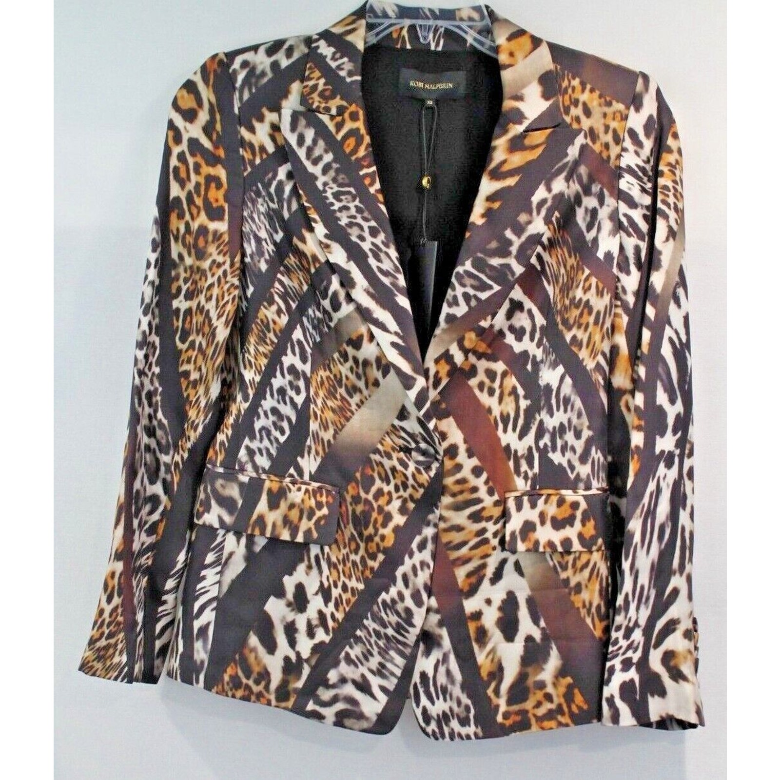 Kobi Halperin Silk Mackenzie Blazer Jacket Size Xs Animal Print Single Button